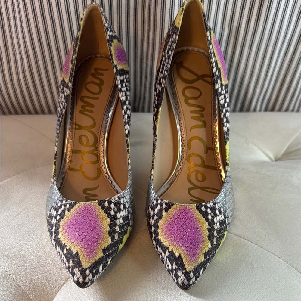Sam Edelman Black and Yellow Heels